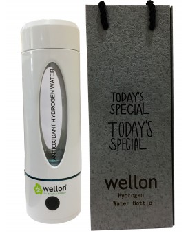 WELLON Hydrogen Generator Water Bottle SPE/PEM + Exhaust Hole (3rd Gen) Ionizer High Concentration Discharge Ozone and Chlorine with White Anti-Break Coating(330 ml)